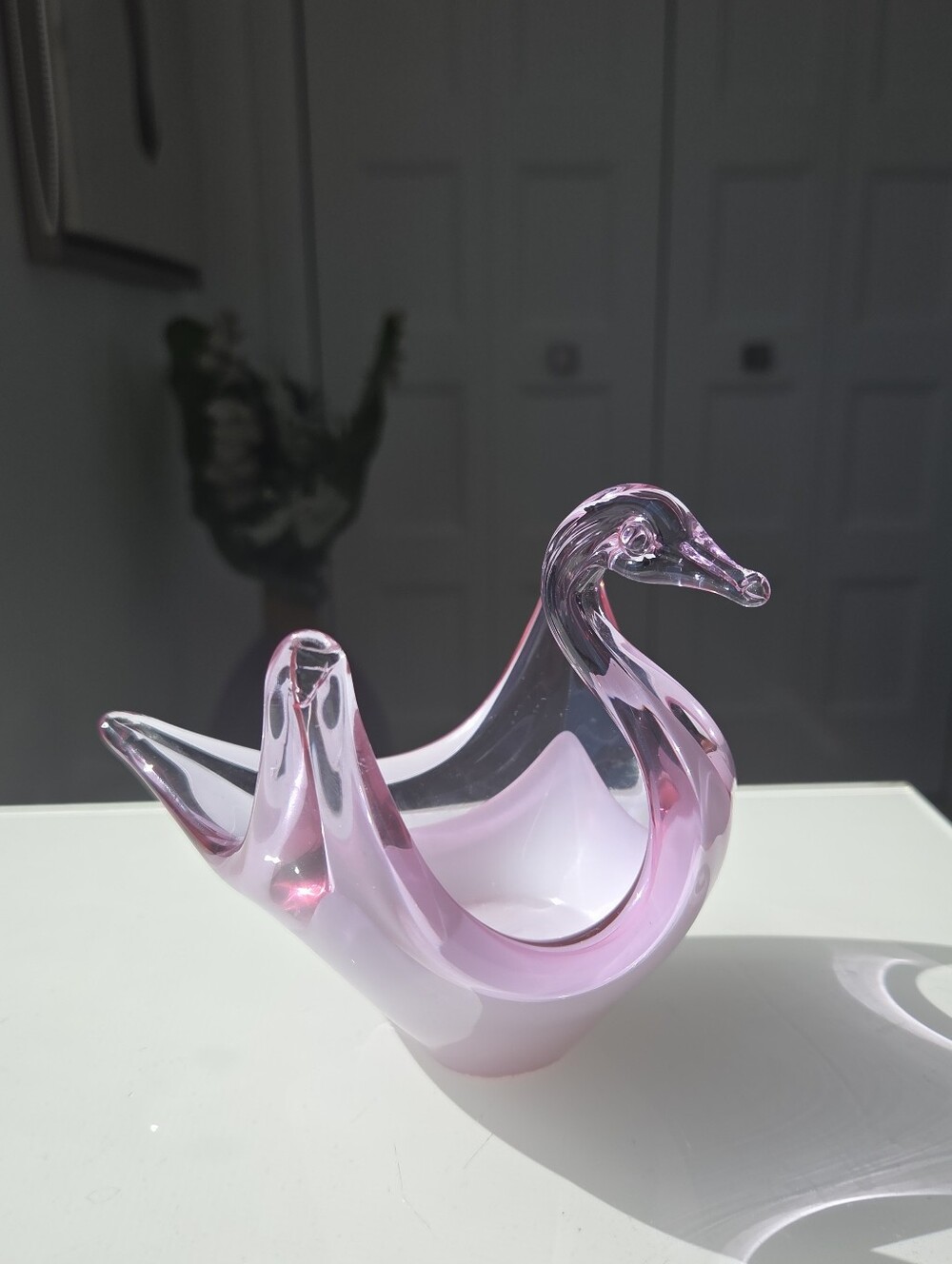 Purple Blown Glass Swan Trinket Dish